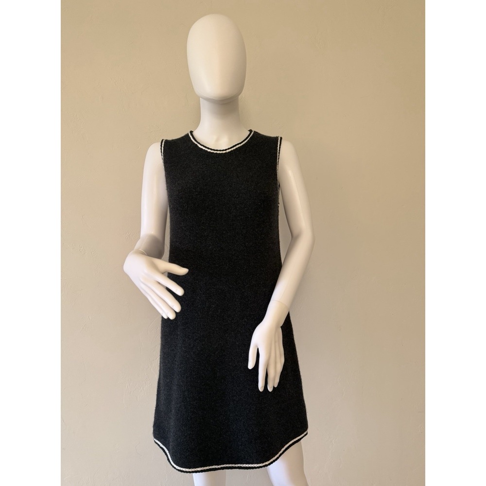 NWT Theory Tweed Sheath Dress Braided Trim Black White Sleeveless P US size 0